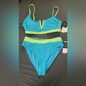 Salt + Cove Blue and Green Bikini Set